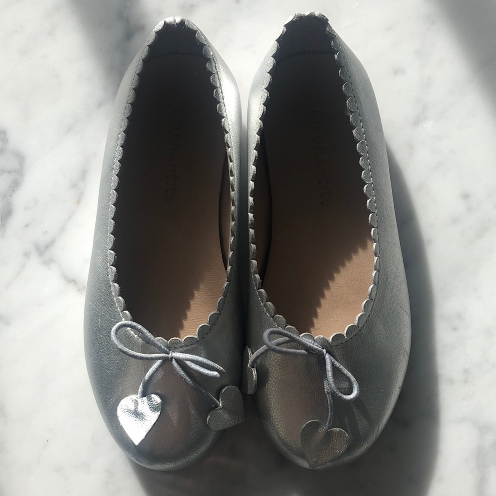 Elephantito little girls’ silver flats, size US10 EU26.